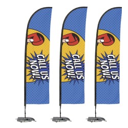 Beach flag with cross-shaped metal tube base and water bag, customized digital print