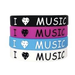 Silicone wristband , “I love Music”